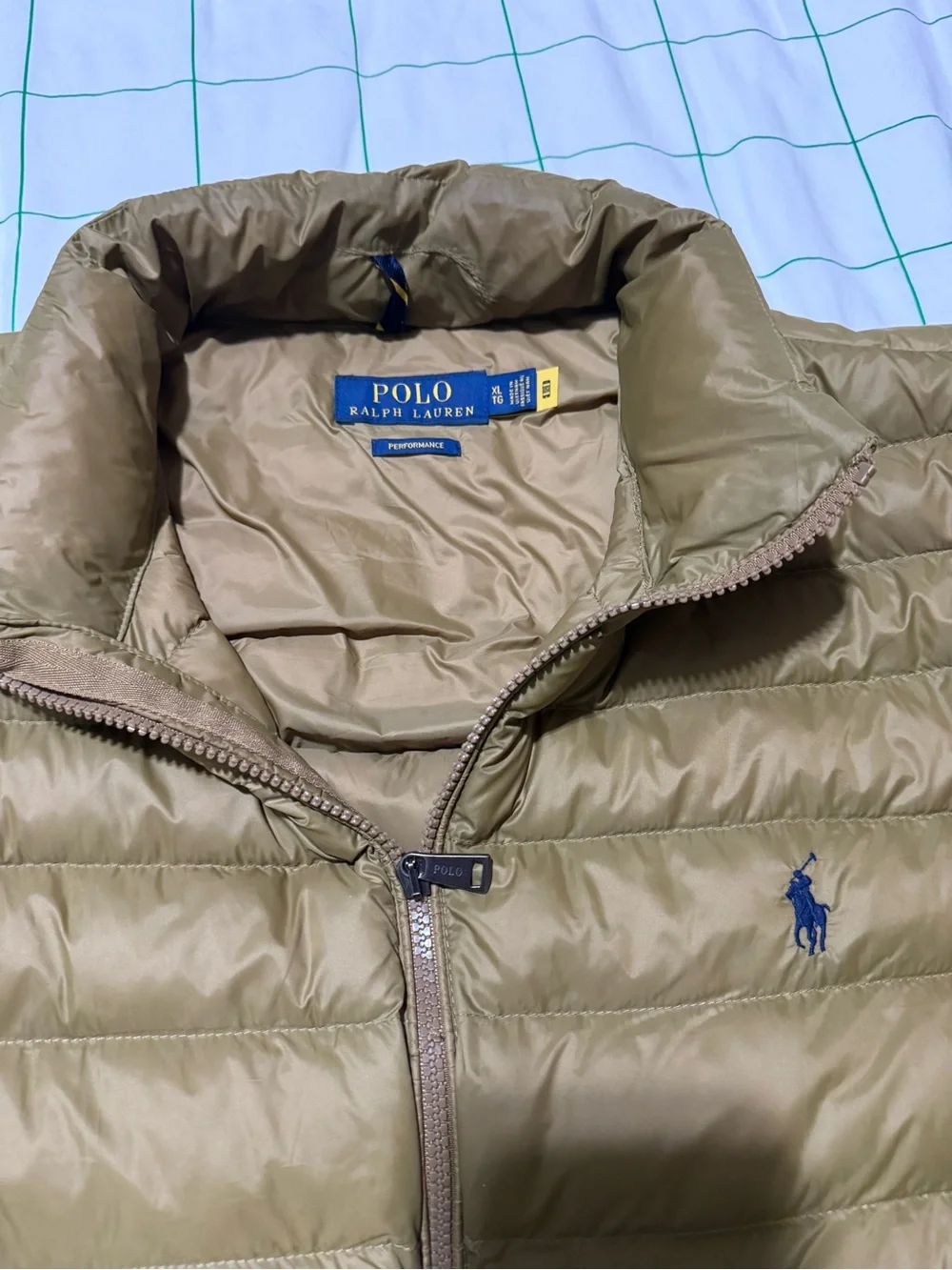 Polo by Ralph Lauren olive green quilted jacket with black panels